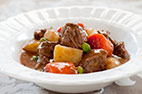 Beef Stew with Bacon, Mushrooms, and Pearl Onions