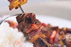 Charcoal-Grilled Shish Kebab in a Garlic and Cilantro Marinade with Garam Masala