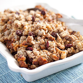 Bread Stuffing with Sausage, Dried Cherries, and Pecans