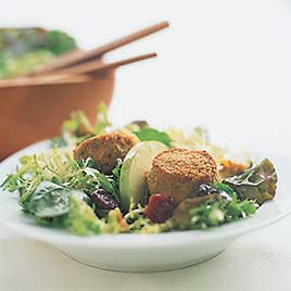 Salad with Herbed Baked Goat Cheese and Vinaigrette