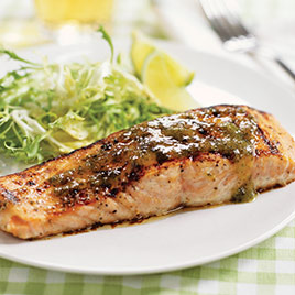 Sweet and Saucy Charcoal-Grilled Salmon with Lime-Jalapeno Glaze