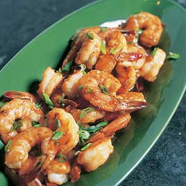  Stir-Fried Shrimp, Asparagus, and Yellow Pepper in Lemon Sauce